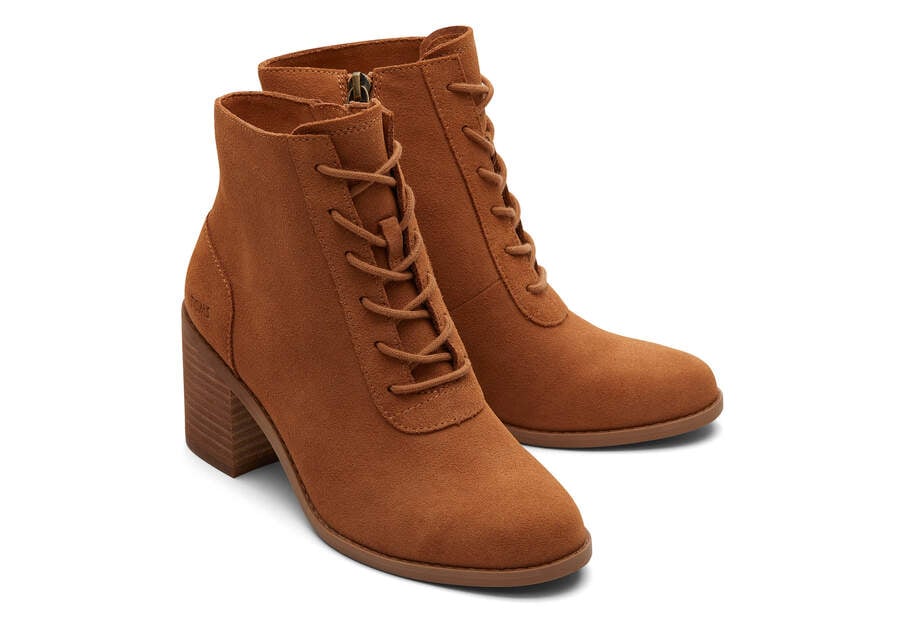 Women's Brown Suede Evelyn Lace-Up Boots | TOMS 10020236